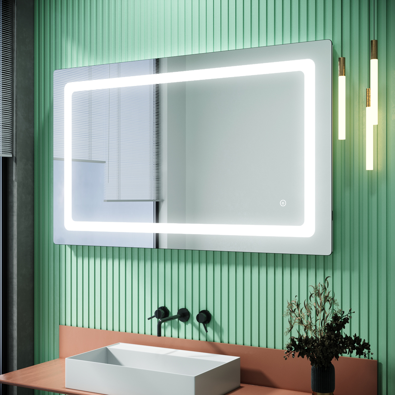 1000x600mm LED Illuminated Bathroom Mirror with Shaver Socket Touch